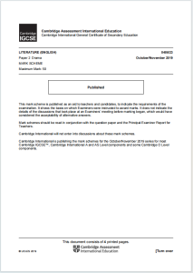 IG英文文学2019年真题评分标准下载《Cambridge IGCSE Literature (English) 0486/23 Mark Scheme Paper 2 Drama》