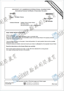 IGCSE物理2004年真题下载《Cambridge IGCSE Physics Paper 1 Multiple Choice May/June 2004》