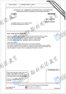 IGCSE物理2004年真题下载《Cambridge IGCSE Physics Paper 2 May/June 2004》
