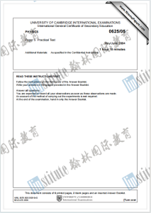 IGCSE物理2004年真题下载《Cambridge IGCSE Physics Paper 5 Practical Test May/June 2004》