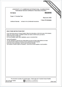 IGCSE物理2006年真题下载《Cambridge IGCSE Physics Paper 5 Practical Test May/June 2006》