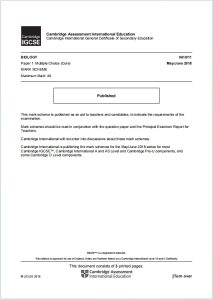 IGCSE生物2018年真题评分方案下载《Cambridge IGCSE Biology Paper 1 Multiple Choice Core Mark Scheme May/June 2018》