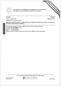 IGCSE物理2011年真题下载《IGCSE Physics Paper 5 Practical Test May/June 2011》