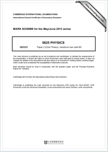 IGCSE物理2013年真题评分标准下载《Cambridge IGCSE Physics Paper 2 Core Theory MARK SCHEME May/June 2013 series》