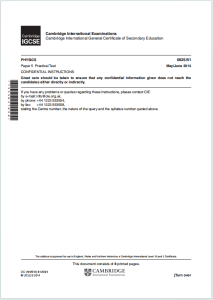 IGCSE物理2014年真题下载《Cambridge IGCSE Physics Paper 5 Practical Test May/June 2014》