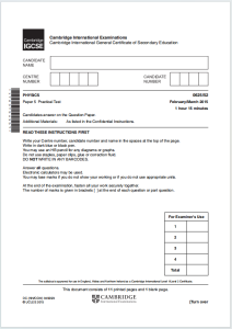 IGCSE物理2015年真题下载《Cambridge IGCSE Paper 5 Practical Test February/March 2015》