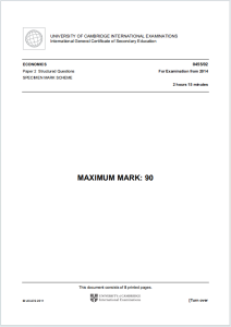 IGCSE经济学2014年真题评分方案下载《Cambridge IGCSE Economics Paper 2 Structured Questions Mark Scheme For Examination from 2014》