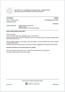 IGCSE经济学2014年真题下载《Cambridge IGCSE Economics Paper 1 Multiple Choice For Examination from 2014》
